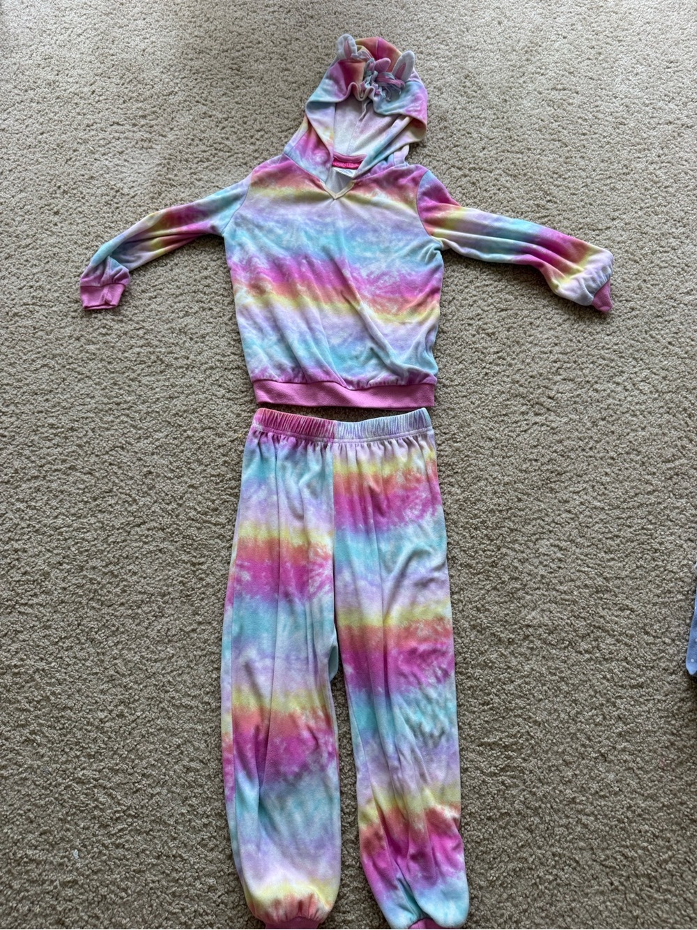 Kids Rainbow Tie-Dye Unicorn Joggers - Pastel Multicolor